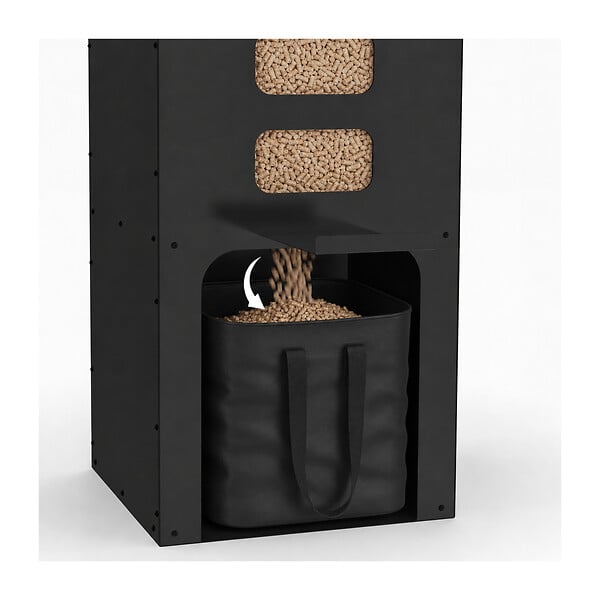 ID MARKET - Réservoir à granulés 55 kg noir distributeur à pellets 40 x 40 x 98,5 cm avec contenant souple amovible - large