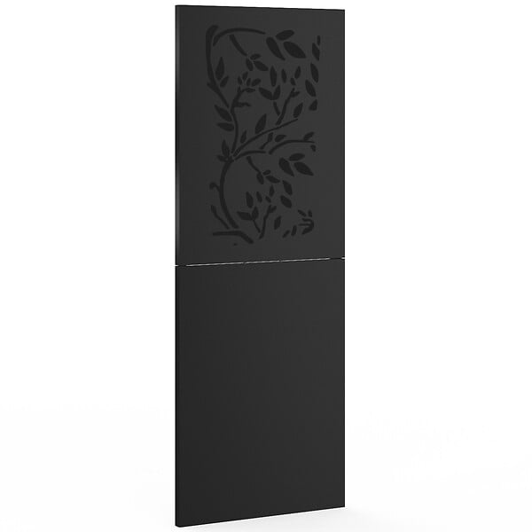 ID MARKET - Plaque de protection murale poêle à granulés/bois 80 x 120 cm métal noir motif floral - large