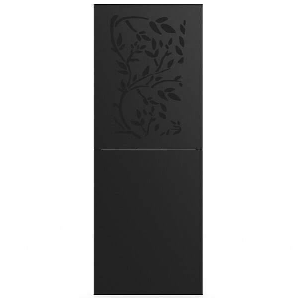 ID MARKET - Plaque de protection murale poêle à granulés/bois 80 x 120 cm métal noir motif floral - large