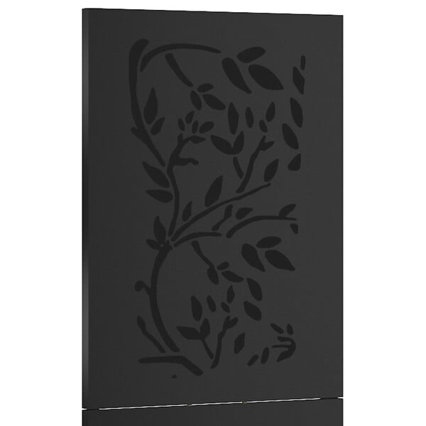 ID MARKET - Plaque de protection murale poêle à granulés/bois 80 x 120 cm métal noir motif floral - large