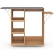ID MARKET - Table à repasser pliable à roulettes avec étagères réglables et barre de penderie façon hêtre - vignette