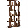 ID MARKET - Etagère 5 niveaux Japandi EDITH asymétrique effet noyer design arrondi - vignette