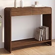 ID MARKET - Console 2 tiroirs CAPUCINE effet noyer design arrondi - vignette