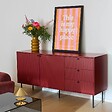 OVIALA - Buffet 2 portes et 3 tiroirs décor mélaminé 150 cm bordeaux - Romeo - vignette