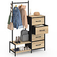 ID MARKET - Commode 4 tiroirs en tissu UTAH 84 cm et penderie avec étagères et patères, design industriel - vignette