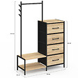 ID MARKET - Commode 4 tiroirs en tissu UTAH 84 cm et penderie avec étagères et patères, design industriel - vignette