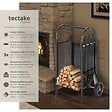 TECTAKE - Porte bûches avec pelle, balai et tisonnier noir - vignette