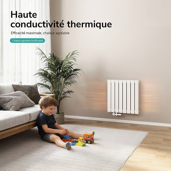 EMKE - EMKE Radiateur eau chaude en acier blanc à tubes plats 63x62 cm 826W double épaisseur - large