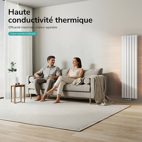 EMKE - EMKE Radiateur eau chaude en acier Tube Plat Radiateur Mural Blanc 180x46cm 1670W Double Couche - large