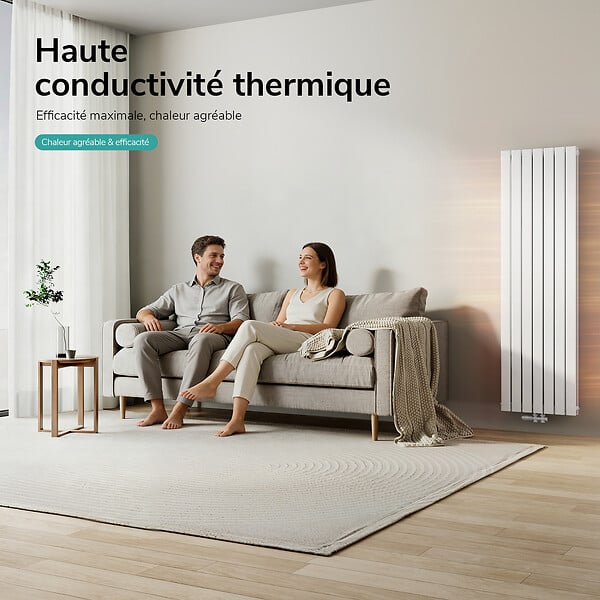 EMKE - EMKE Radiateur eau chaude en acier Tube Plat Radiateur Mural Blanc 180x53cm 1949W Double Couche - large