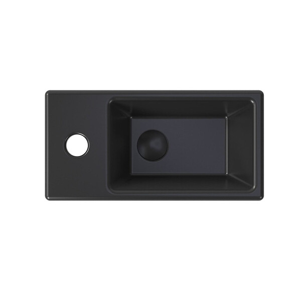SWISS AQUA TECHNOLOGIES - Brevis Lave-mains suspendu avec trou pour robinetterie à gauche, 40,5x20,5x10,5cm, noir (SATBRE4020SLBKM) - large