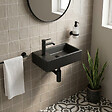 SWISS AQUA TECHNOLOGIES - Brevis Lave-mains suspendu avec trou pour robinetterie à gauche, 40,5x20,5x10,5cm, noir (SATBRE4020SLBKM) - vignette