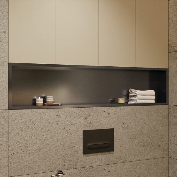 CERAMIA - Timeless Niche de Douche à encastrer, Acier Inoxydable 304, 119x26x10cm, Gun Métal brossé PVD - large