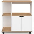 ID MARKET - Desserte de cuisine COSI bois blanc et plateaux façon hêtre L.76 CM - vignette