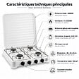 INTEC - Plaque de cuisson gaz 4 feux 8000W Réchaud à gaz portable Blanc Gaz Butane ou Propane Bruleurs grille Acier amovibles INTEC - vignette