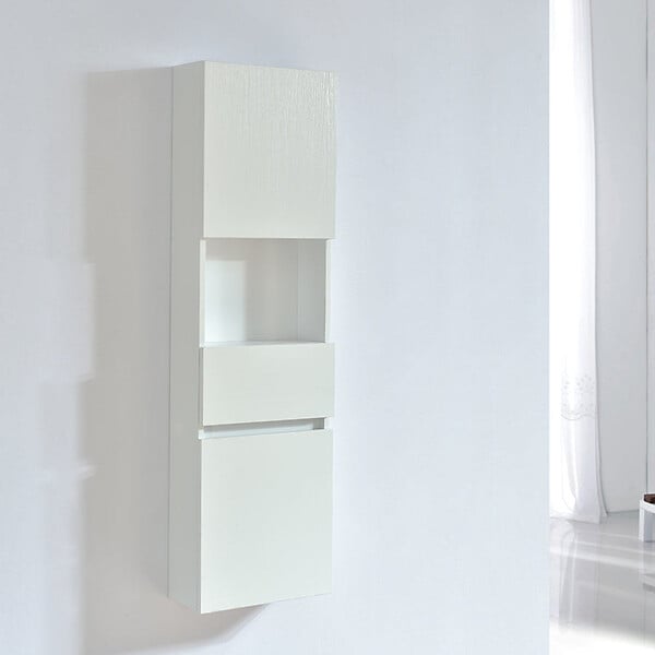 STANO - Grande armoire de rangement ESSENTIEL hauteur 120 cm mélaminé blanc 35 cm - large