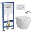 GEBERIT - Pack WC suspendu complet Geberit Duofix autoportant, WC VitrA Integra, abattant SoftClose, plaque blanche - vignette