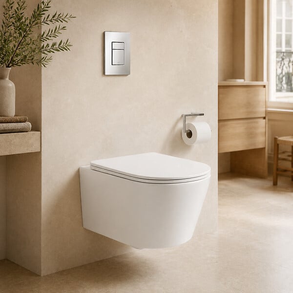 GROHE - Pack WC suspendu complet avec bâti-support GROHE Rapid SL, cuvette Ceramia Vortex, abattant SoftClose, plaque chromée - large