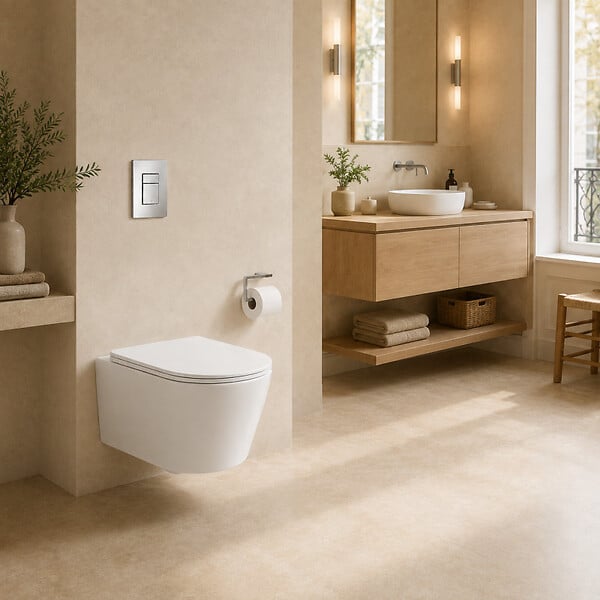 GROHE - Pack WC suspendu complet avec bâti-support GROHE Rapid SL, cuvette Ceramia Vortex, abattant SoftClose, plaque chromée - large