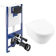 VILLEROY & BOCH - Pack WC complet avec bâti-support Villeroy & Boch, cuvette Architectura sans bride, abattant et plaque noire - vignette