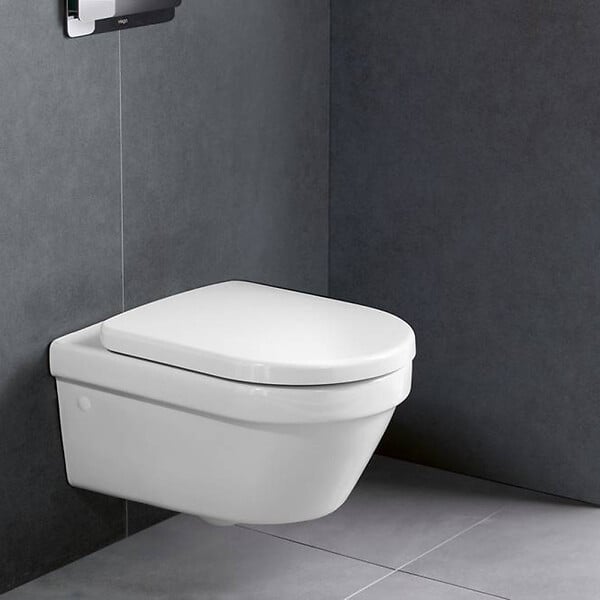 VILLEROY & BOCH - Pack WC complet avec bâti-support Villeroy & Boch, cuvette Architectura sans bride, abattant et plaque noire - large