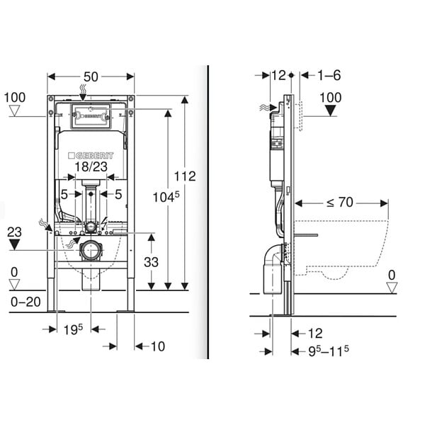 GEBERIT - Pack WC suspendu complet Geberit Duofix autoportant, WC Ceramia Vortex, abattant SoftClose, plaque blanche - large