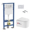 GEBERIT - Pack WC suspendu complet Geberit Duofix autoportant, WC Swiss Aqua Technologies Delano, abattant SoftClose, plaque blanche - vignette