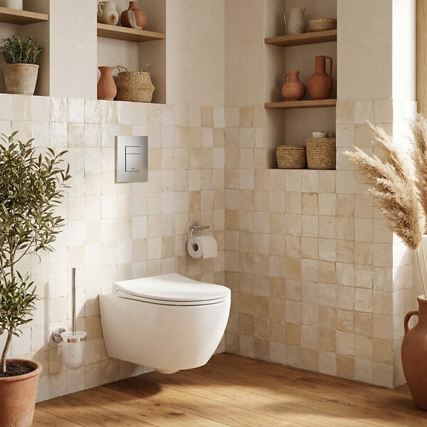 GROHE - Pack WC Bâti-support autoportant Rapid SL + WC SAT Vortex sans bride + Abattant SoftClose + Plaque chrome (PROVORTEX1) - large