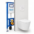 ROCA - Pack WC suspendu complet avec bâti-support Roca, cuvette sans bride Vortex, abattant SoftClose et plaque blanche - vignette