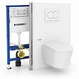GEBERIT - Pack WC suspendu complet avec bâti-support Geberit Duofix, cuvette Ceramia Vortex, abattant SoftClose et plaque blanche - vignette