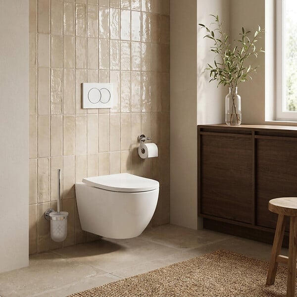 GEBERIT - Pack WC Bâti support Geberit + WC Swiss Aqua Technologies Vortex sans bride + abattant SoftClose + plaque (VORTEXGEB3) - large