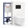 SWISS AQUA TECHNOLOGIES - Pack WC suspendu complet avec bâti-support SAT, cuvette Vortex sans bride, plaque noire, économie d’eau - vignette