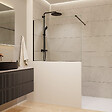 SWISS AQUA TECHNOLOGIES - Pare-muret 120x100cm Paroi en verre Crystal Glass® 8 mm anticalcaire, avec bras et profilés noir mat (SATBWIS120PRC) - vignette