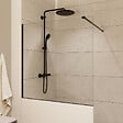 SWISS AQUA TECHNOLOGIES - Pare-muret 100x90cm Paroi en verre Crystal Glass® 8 mm anticalcaire, avec bras et profilés noir mat (SATBWIS90PRC) - vignette