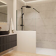 SWISS AQUA TECHNOLOGIES - Pare-muret 100x90cm Paroi en verre Crystal Glass® 8 mm anticalcaire, avec bras et profilés noir mat (SATBWIS90PRC) - vignette