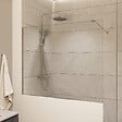 SWISS AQUA TECHNOLOGIES - Pare-muret 120x100cm Paroi en verre Crystal Glass® 8 mm anticalcaire, avec bras et profilés chrome brillant (SATBWIS120PR) - vignette