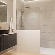 SWISS AQUA TECHNOLOGIES - Pare-muret 120x100cm Paroi en verre Crystal Glass® 8 mm anticalcaire, avec bras et profilés chrome brillant (SATBWIS120PR) - vignette