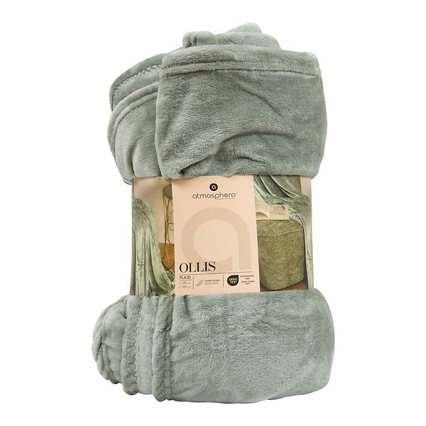 ATMOSPHERA - Plaid flanelle Ollis vert céladon 180x130cm - large