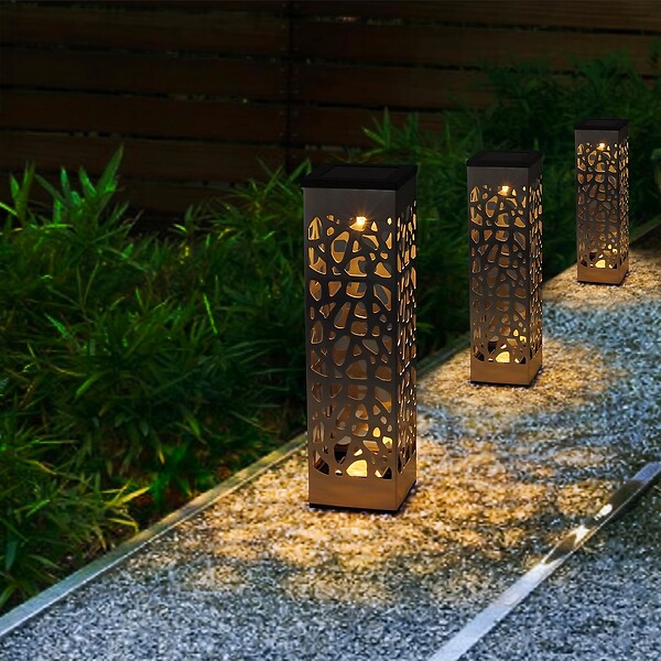LUMISKY - 3 Balises solaires à piquer ORGANIC INOX H31cm - large