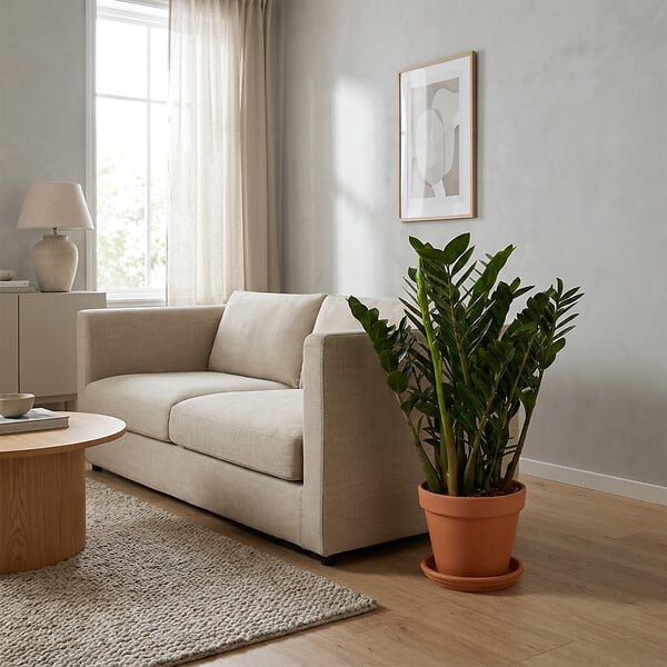 BLOOMIQUE - Zamioculcas Zamiifolia - Zamioculcas - Plante d’intérieur - Dépolluante - H. 70-90 cm - P. 21 cm - large