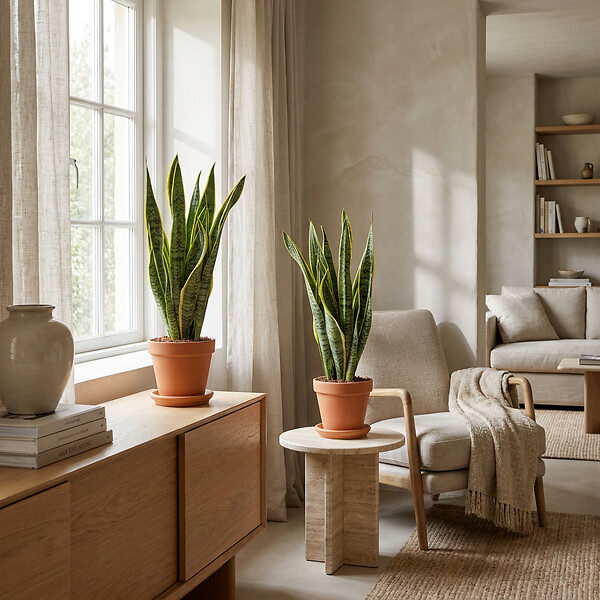 BLOOMIQUE - Lot de 2 - Sansevieria 'Laurentii' XL - Langue de belle-mère - Succulente - H. 55-65 cm - large