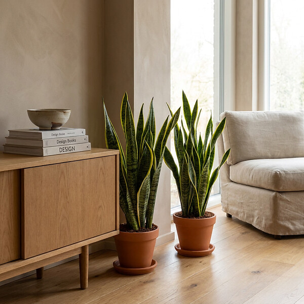 BLOOMIQUE - Lot de 2 - Sansevieria 'Laurentii' XL - Langue de belle-mère - Succulente - H. 55-65 cm - large