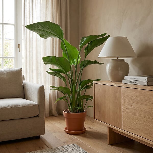 BLOOMIQUE - Strelitzia Nicolai - Plante Strelitzia - Oiseau de paradis - Plante d'intérieur grande - H. 70-80 cm - large