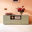 OVIALA - Meuble TV moderne rectangulaire L140 cm vert - Ruben - vignette