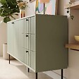 OVIALA - Buffet 2 portes et 3 tiroirs décor mélaminé 150 cm vert sauge - Romeo - vignette