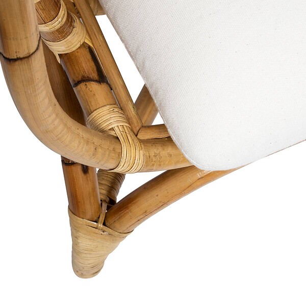 ATMOSPHERA - Fauteuil "Farah" rotin tissu blanc - large