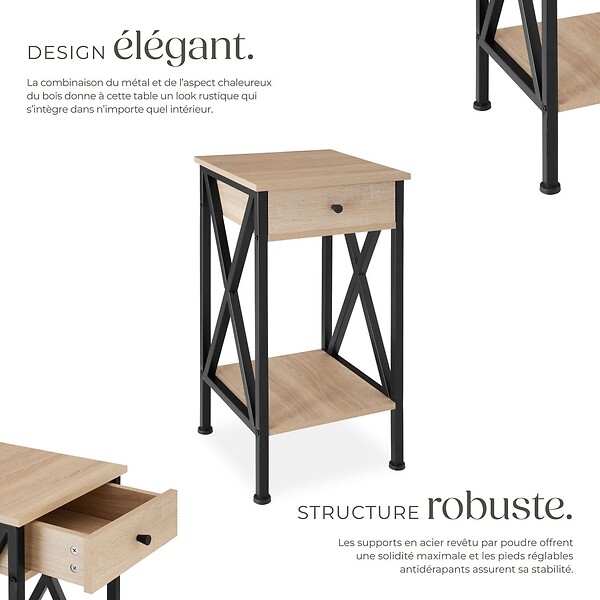 TECTAKE - Table d'appoint Dayton 35x35x70,5cm Bois clair industriel, Chêne Sonoma - large