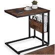 TECTAKE - Table d’appoint WIGAN 55x36,5x60cm Bois foncé industriel, rustique - vignette