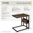TECTAKE - Table d’appoint WIGAN 55x36,5x60cm Bois foncé industriel, rustique - vignette