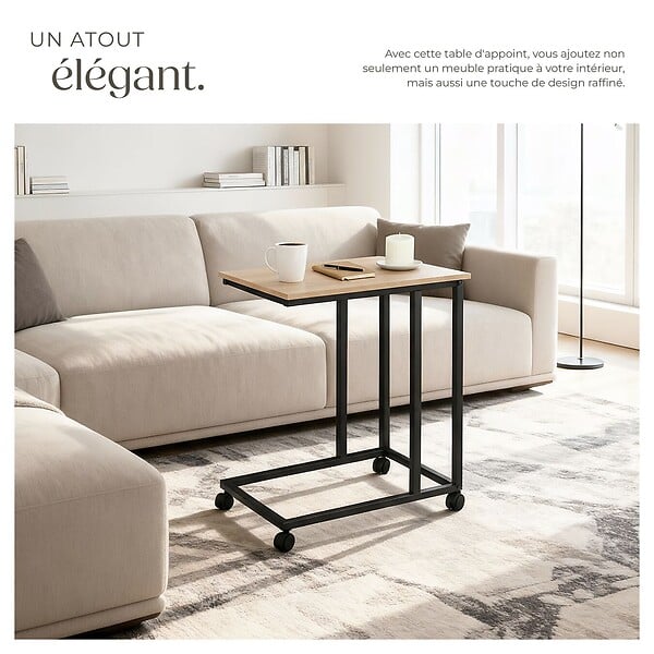 TECTAKE - Table d’appoint LUTON 48x35x70cm Bois clair industriel, Chêne Sonoma - large